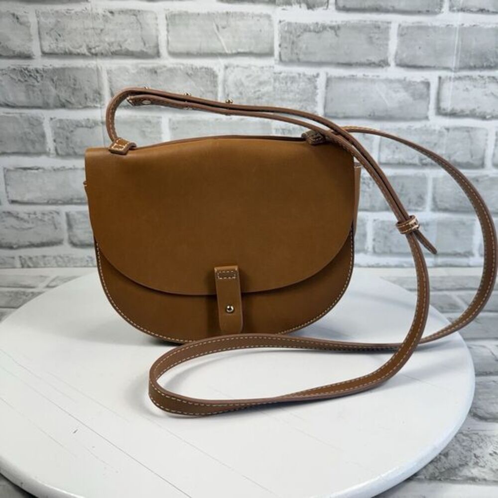 GAP Brown Synthetic Leather Flap Crossbody Saddle Bag Purse VINTAGE